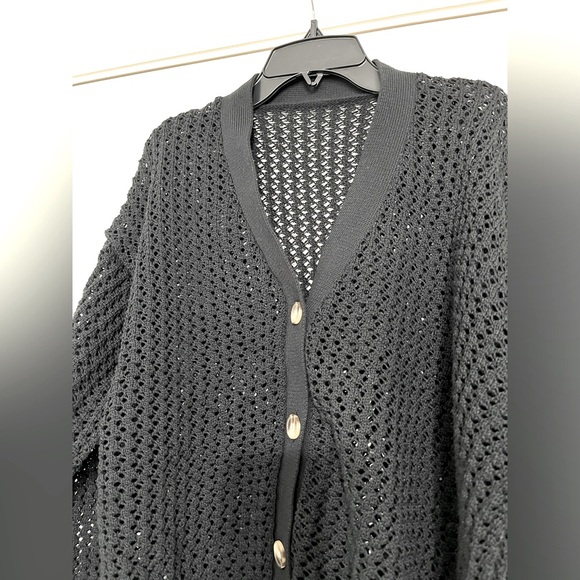 NWOT Japan crochet cardigan in black - Picture 2 of 4
